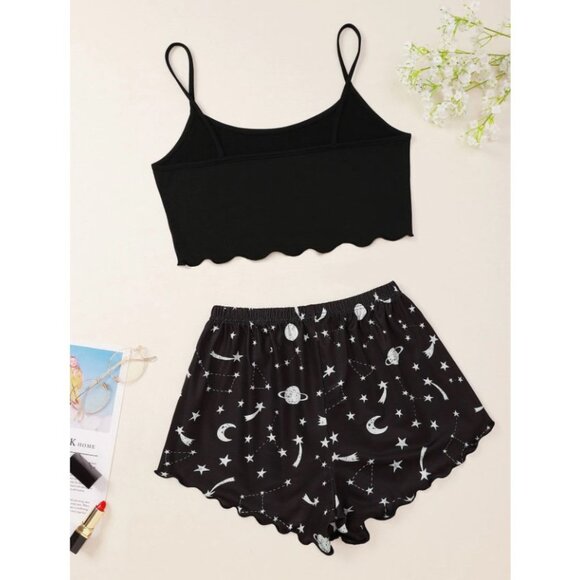NWOT Galaxy Print Lettuce Trim PJ Set / Short Set Size XL - Picture 2 of 5